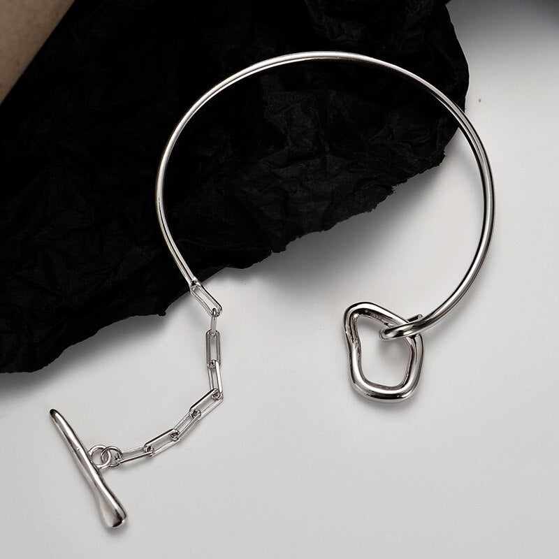 Bracelet barre en T en fil épais B1037