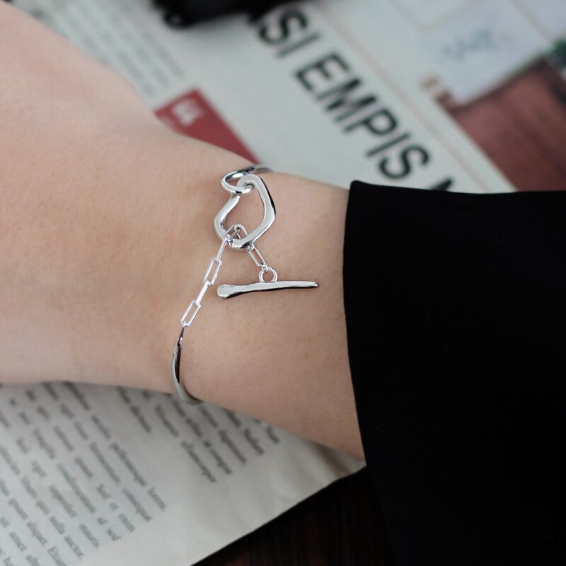 Bracelet barre en T en fil épais B1037