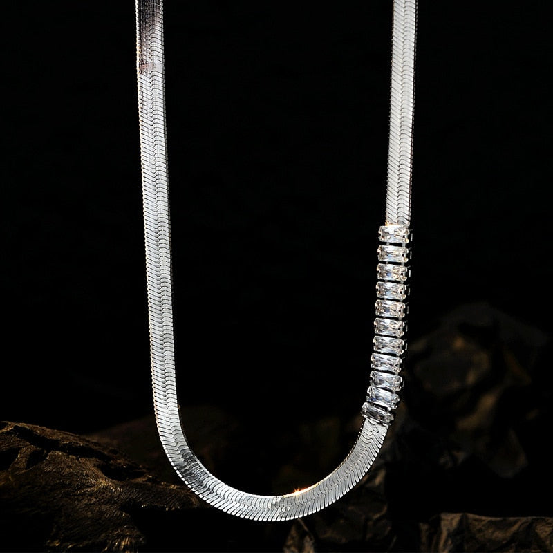 Collier à chaîne serpent large en Zircon N1005