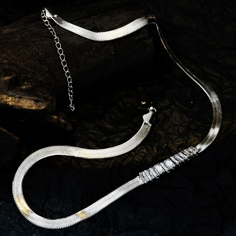 Collier à chaîne serpent large en Zircon N1005