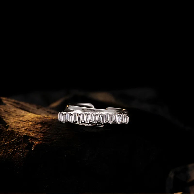 Bague chevalière carrée CZ R1233