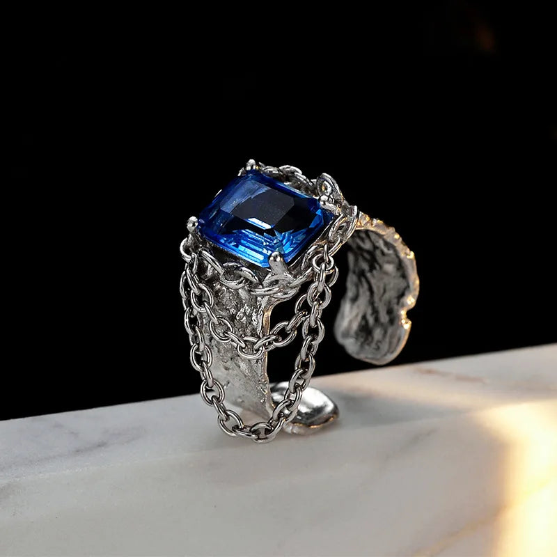 Bague épaisse enchaînée à pampilles R1211