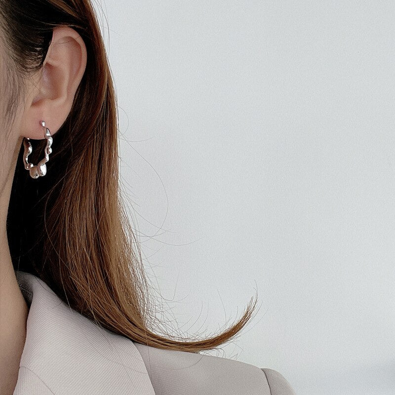 Créoles d'oreilles épaisses à motif de perles E1004