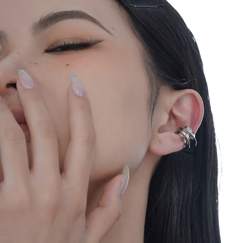 Boucles d'Oreilles Clip Ondulées Épaisse E1017 1 Pièce