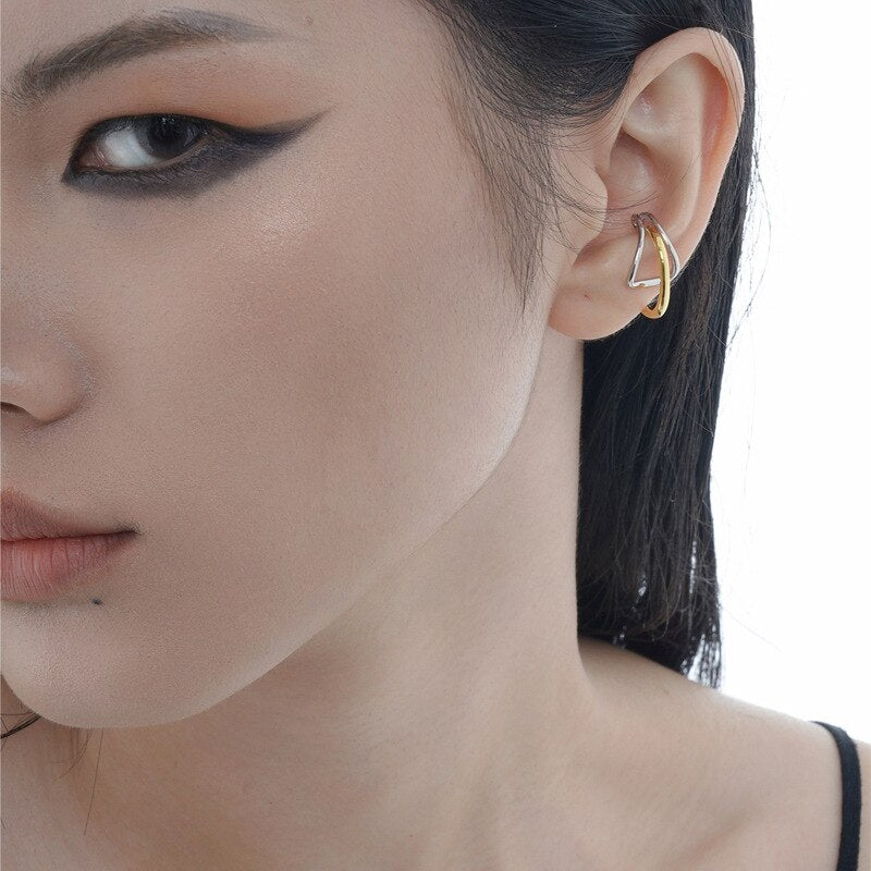 Boucles d'Oreilles Créoles Bicolores E1035 1 Pièce