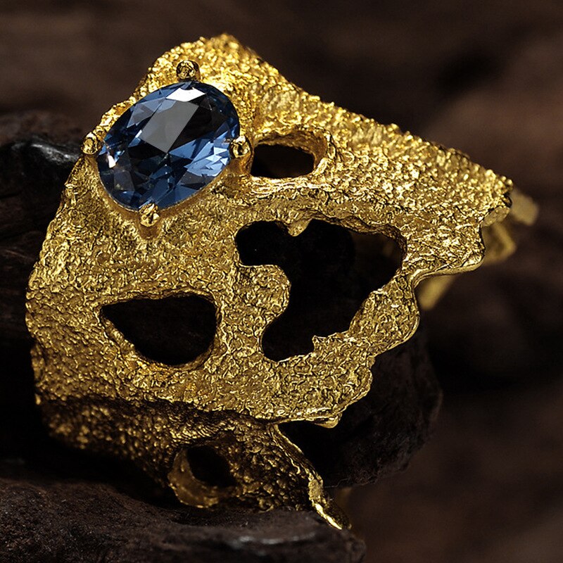 Anneaux larges à motifs Zircon bleu R1195