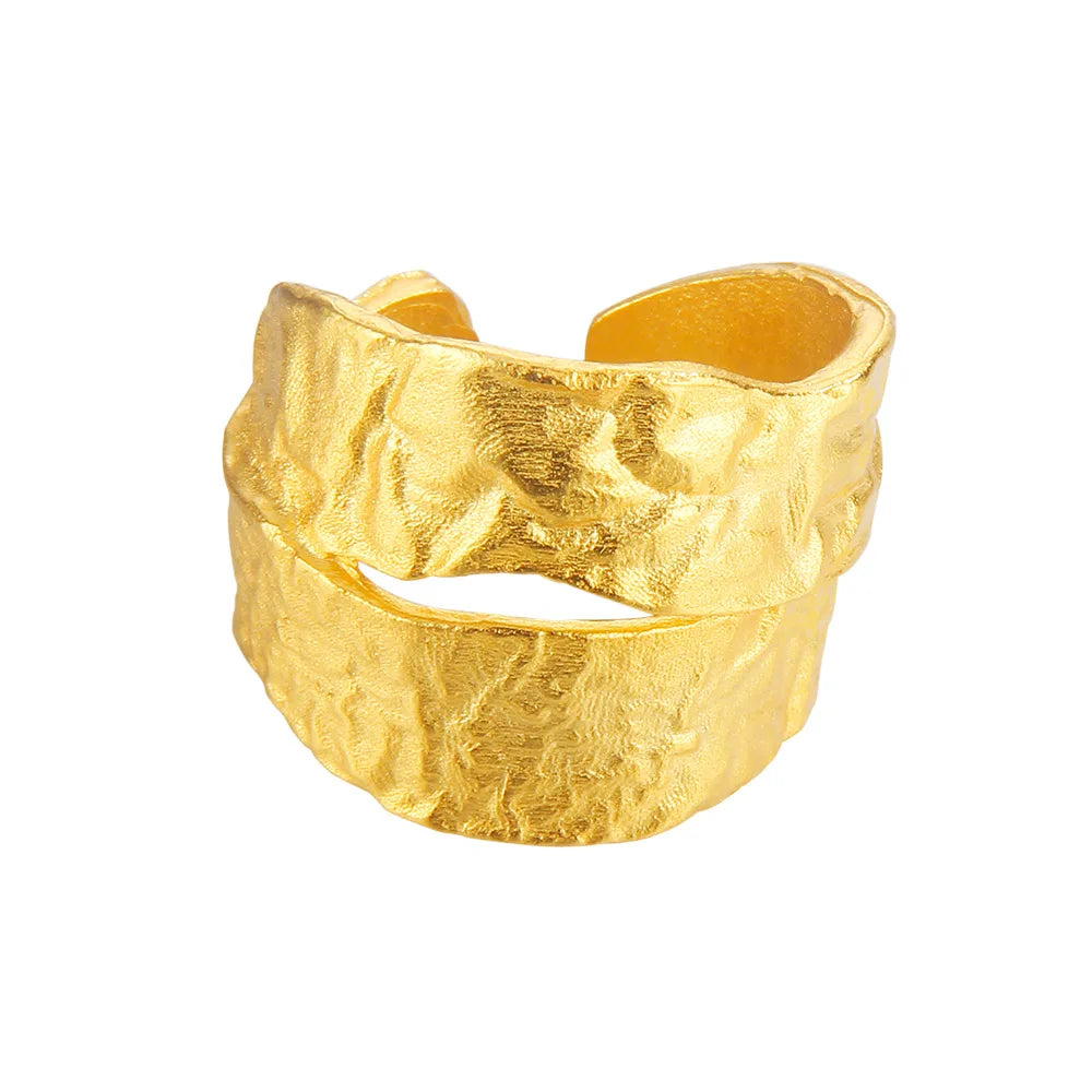 Bague large motif martelé R149