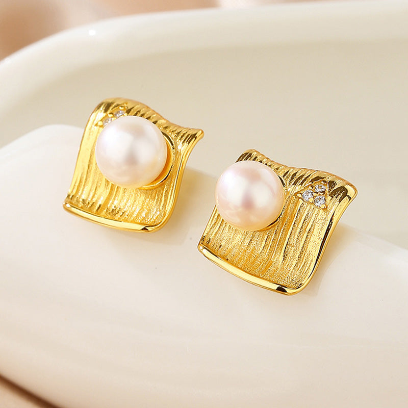 Boucles d'oreilles irrégulières en perles d'eau douce PE1015