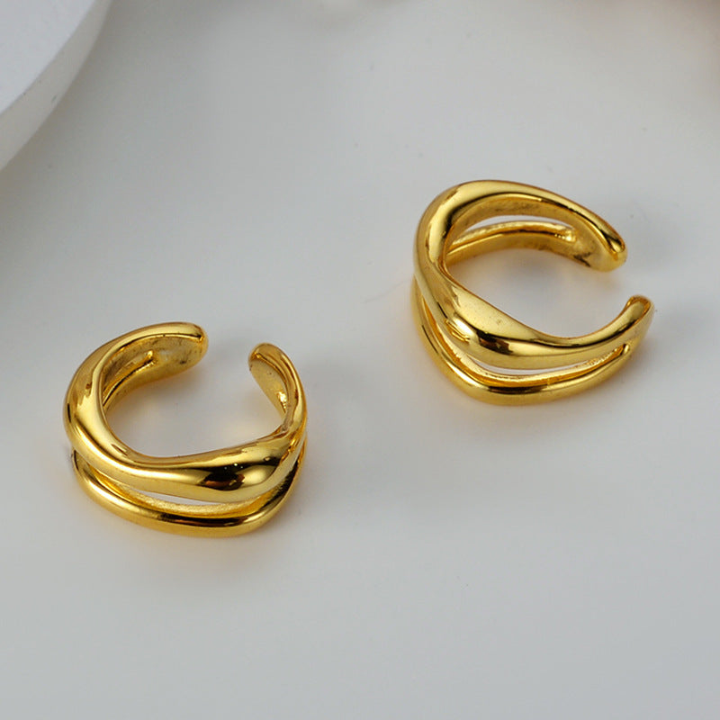 Boucle d'Oreille Clip en Fil Irrégulier 1103, 1 Pièce