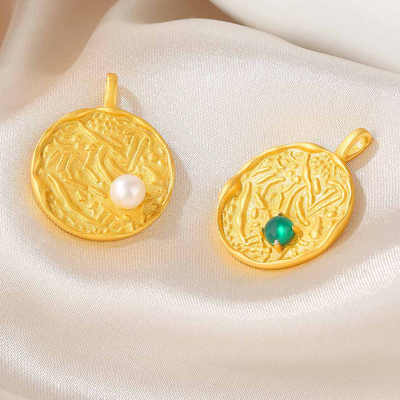 Pendentif pièce de monnaie en perles d'eau douce uniquement PN1015