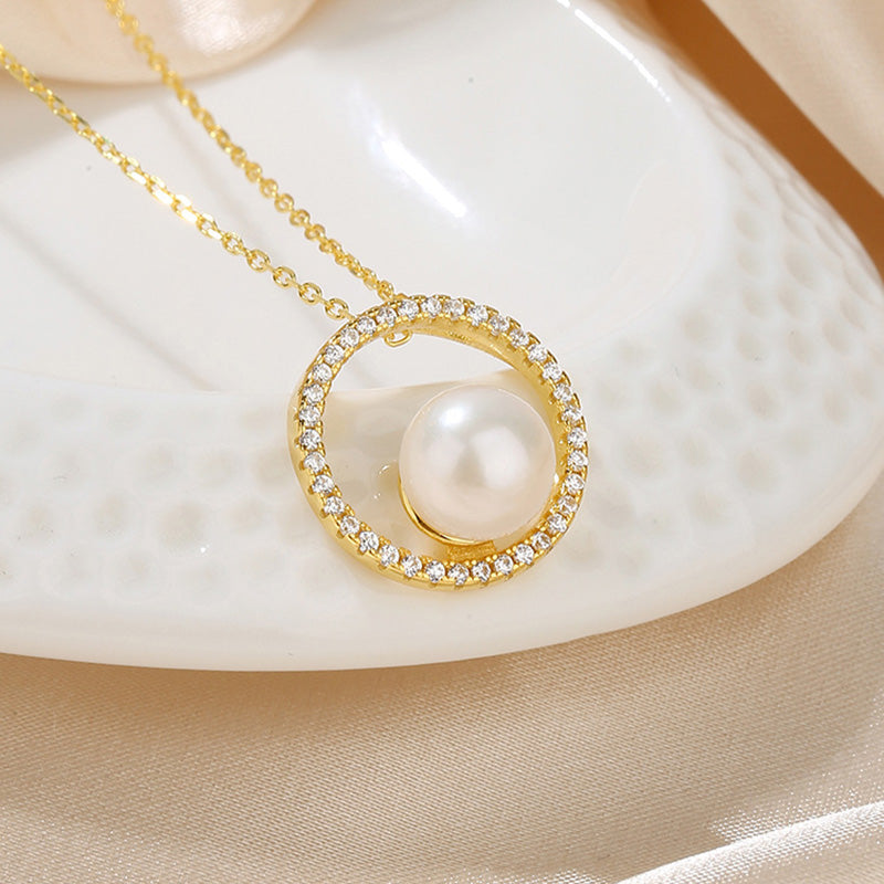 Pendentif cercle de perles d’eau douce uniquement PN1025