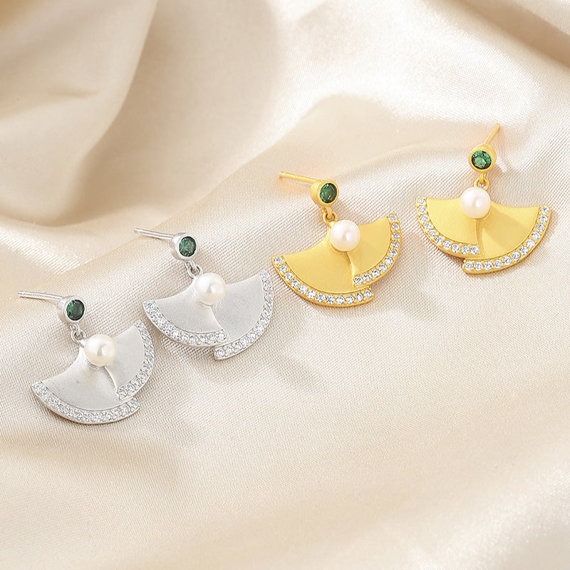 Boucles d'oreilles en perles d'eau douce florales Ginkgo PE1003