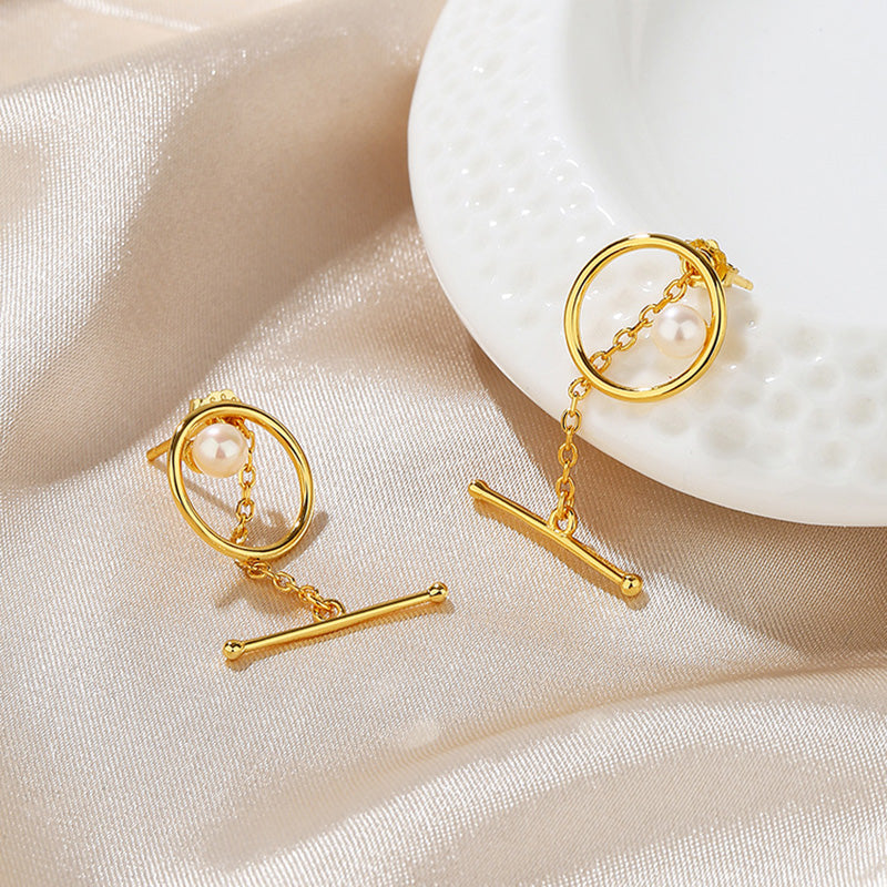 Boucles d'oreilles enchaînées de perles d'eau douce PE1044