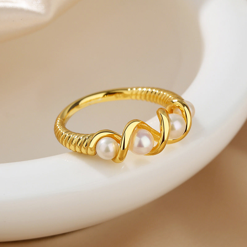 Bague fil de perles d'eau douce RN1001