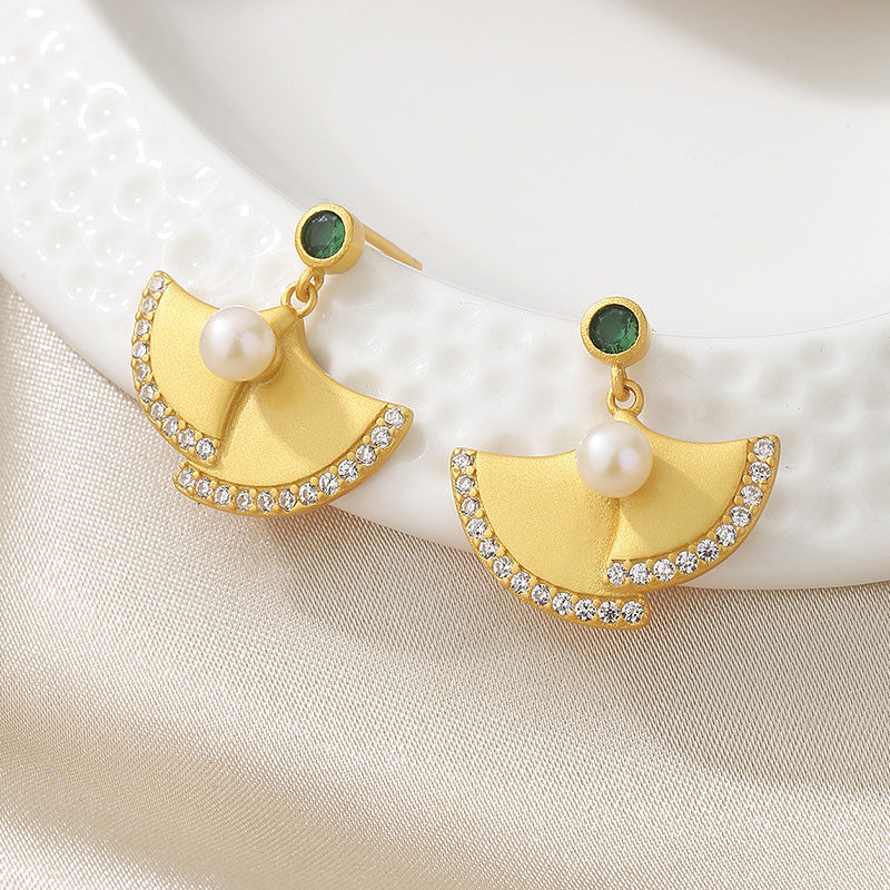 Boucles d'oreilles en perles d'eau douce florales Ginkgo PE1003