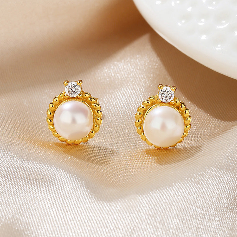 Boucles d'oreilles motif corde de perles d'eau douce PE1029