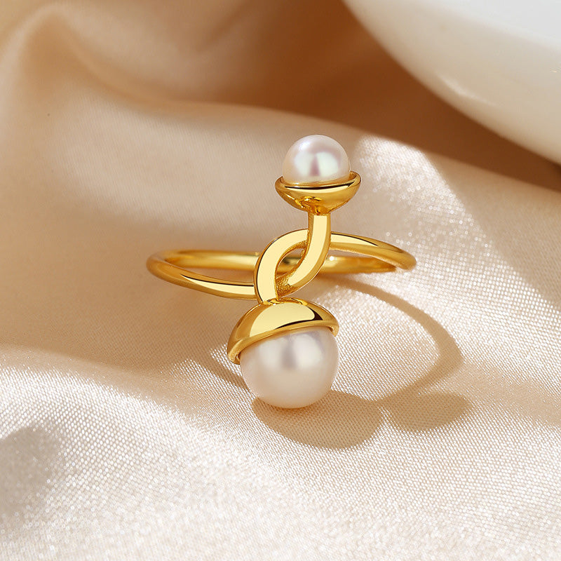 Bague florale en perles d'eau douce RN1010