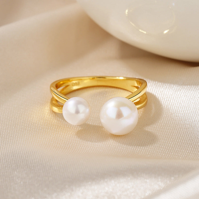 Bague fendue perle d'eau douce RN1021