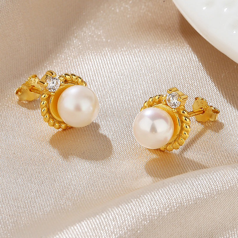 Boucles d'oreilles motif corde de perles d'eau douce PE1029
