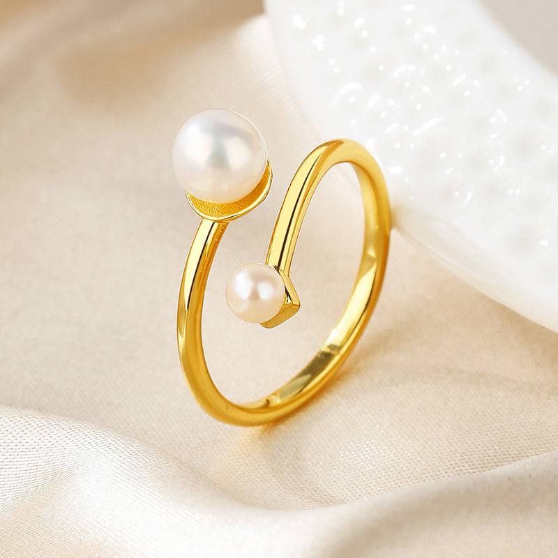 Bague brindille de perles d'eau douce RN1002