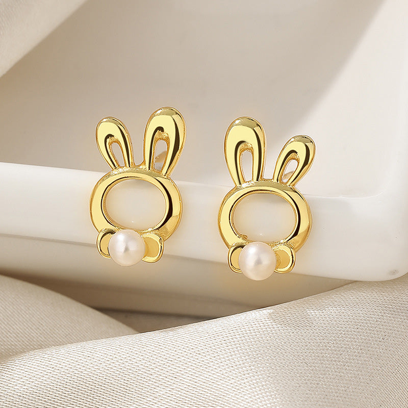 Boucles d'oreilles lapin en perles d'eau douce PE1010