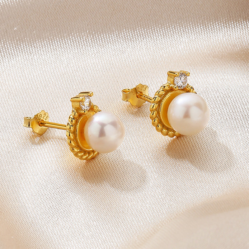 Boucles d'oreilles motif corde de perles d'eau douce PE1029
