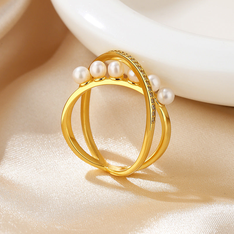 Bague entrelacée de perles d’eau douce RN1003