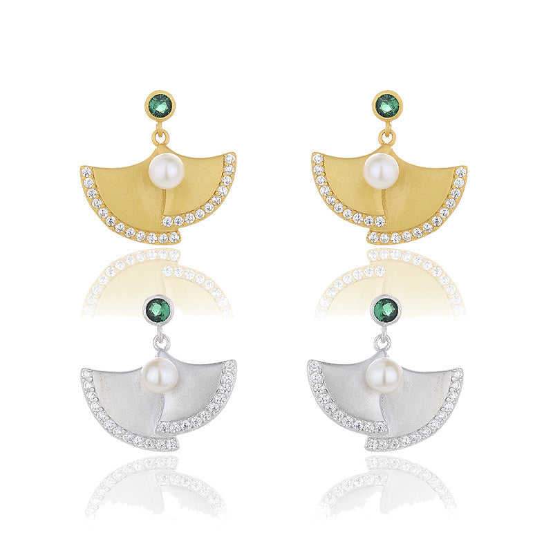 Boucles d'oreilles en perles d'eau douce florales Ginkgo PE1003