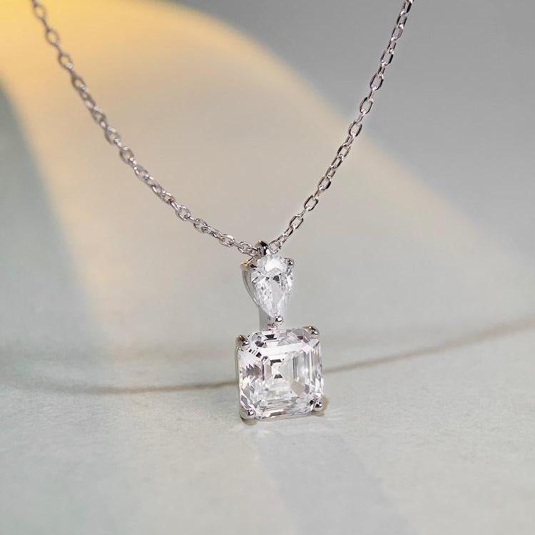 Collier solitaire 3 carats Asscher 5a CZ