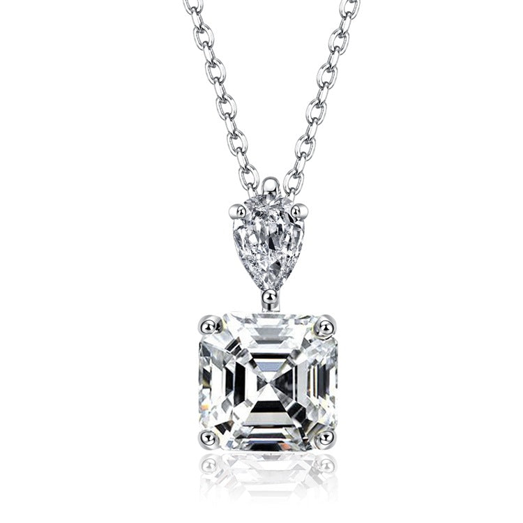 Collier solitaire 3 carats Asscher 5a CZ