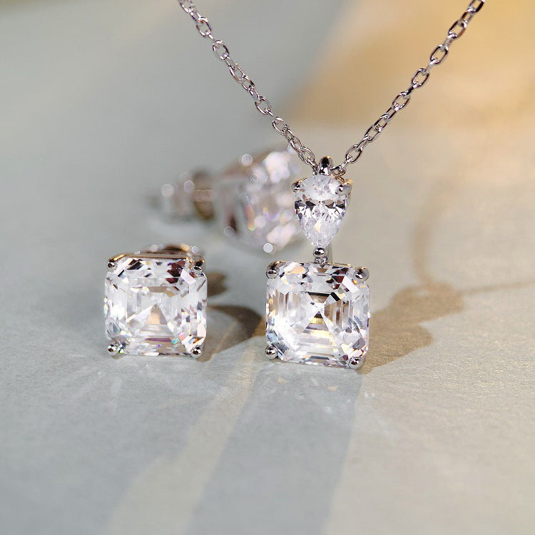 Boucles d'oreilles solitaire 3 carats Asscher 5a CZ