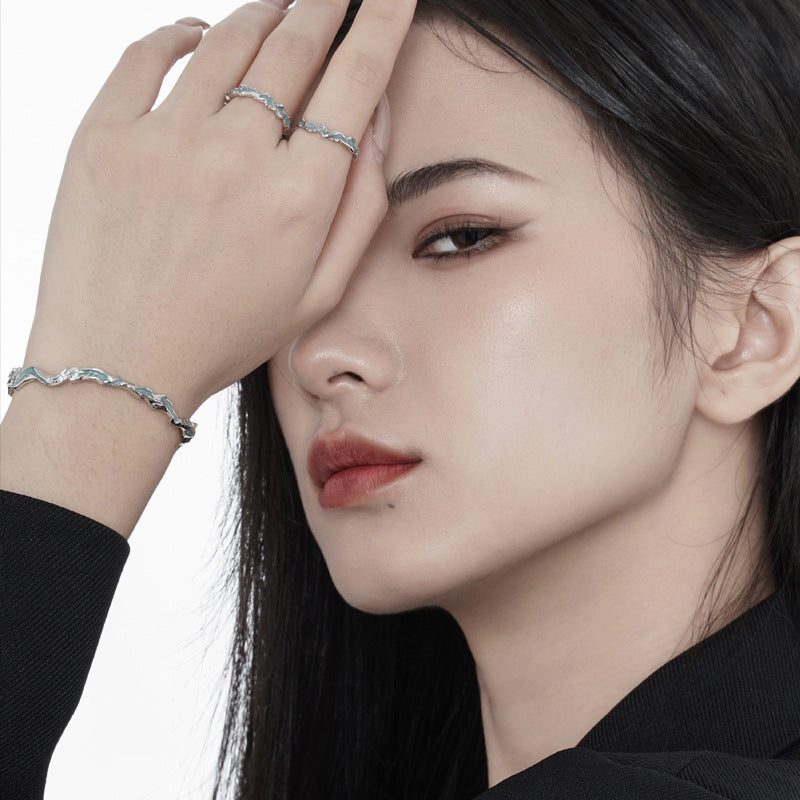 Bague irrégulière en émail menthe R1176