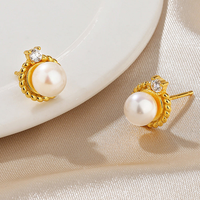 Boucles d'oreilles motif corde de perles d'eau douce PE1029
