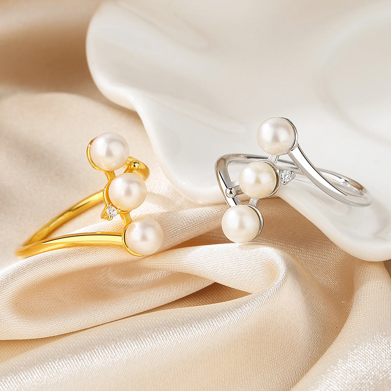 Bague 3 perles d'eau douce RN1008