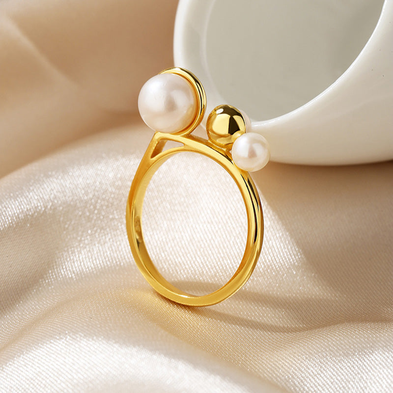 Bague 3 Pierres Perle d'Eau Douce RN1012