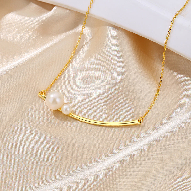 Boules de perles d’eau douce sur collier en fil PN1004