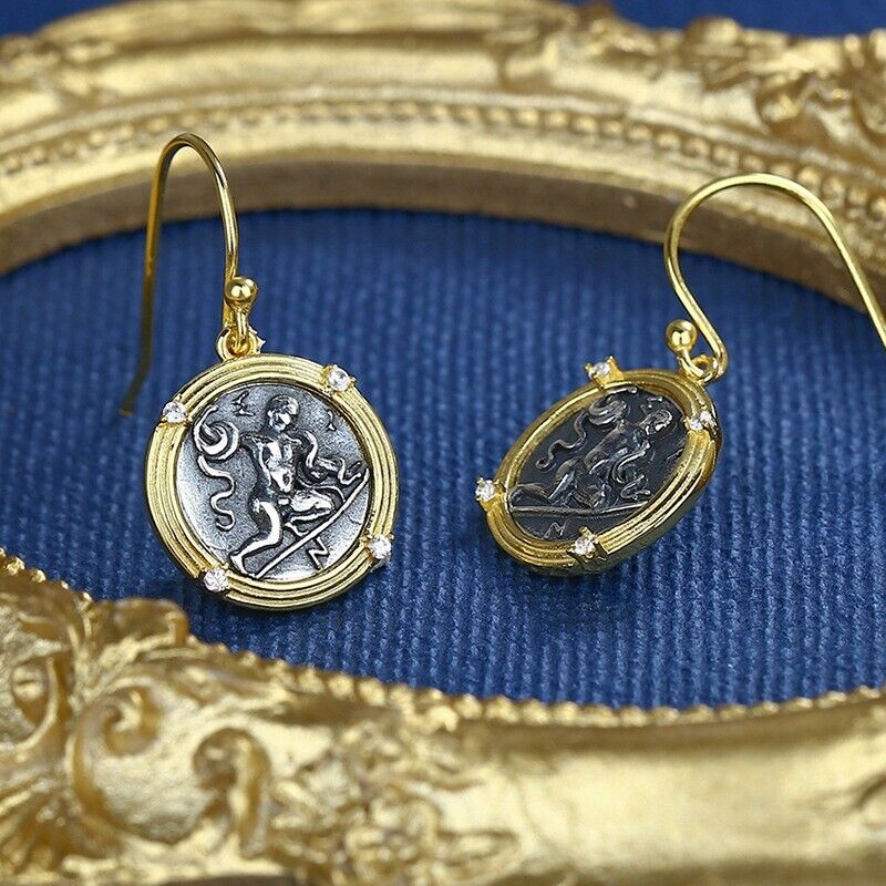 Boucles d'oreilles Hercules en pièces de monnaie grecques E1032