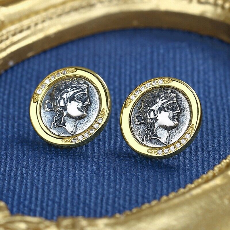 Boucles d'oreilles en pièces de monnaie grecques Dionysos E1065