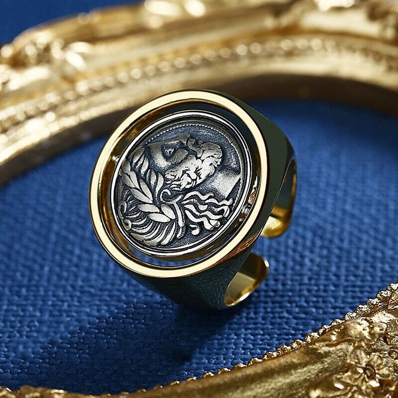 Bague pièce de monnaie grecque Zeus R1005