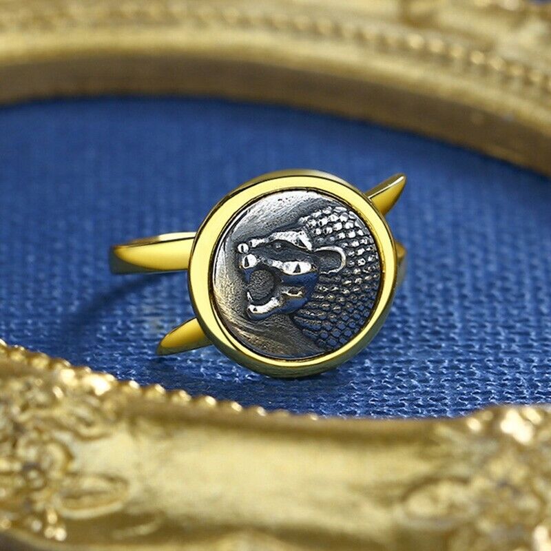 Bague de pièce de monnaie grecque Lion rugissant R1052