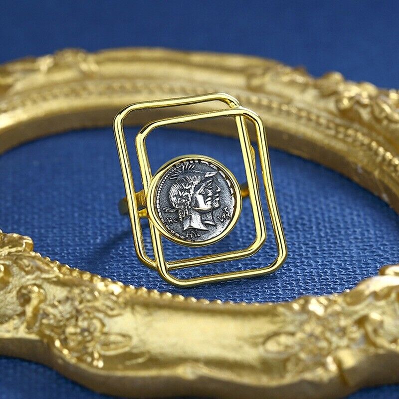 Anneau de pièce de monnaie romain filaire double carré R1067