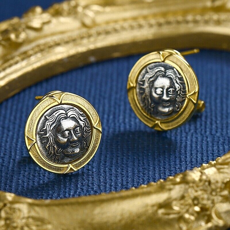 Boucles d'oreilles en pièces de monnaie grecques Helios E1045