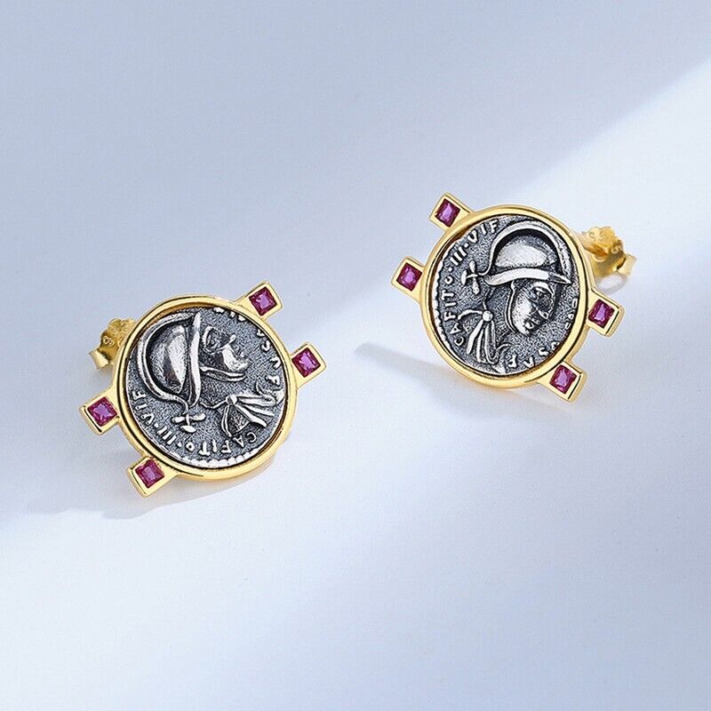 Boucles d'oreilles en pièces de monnaie grecques Mars E1067