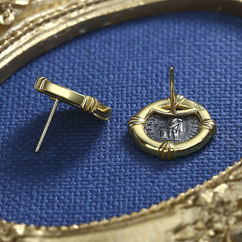 Boucles d'oreilles en pièces de monnaie romaines Marc Aurèle E1010