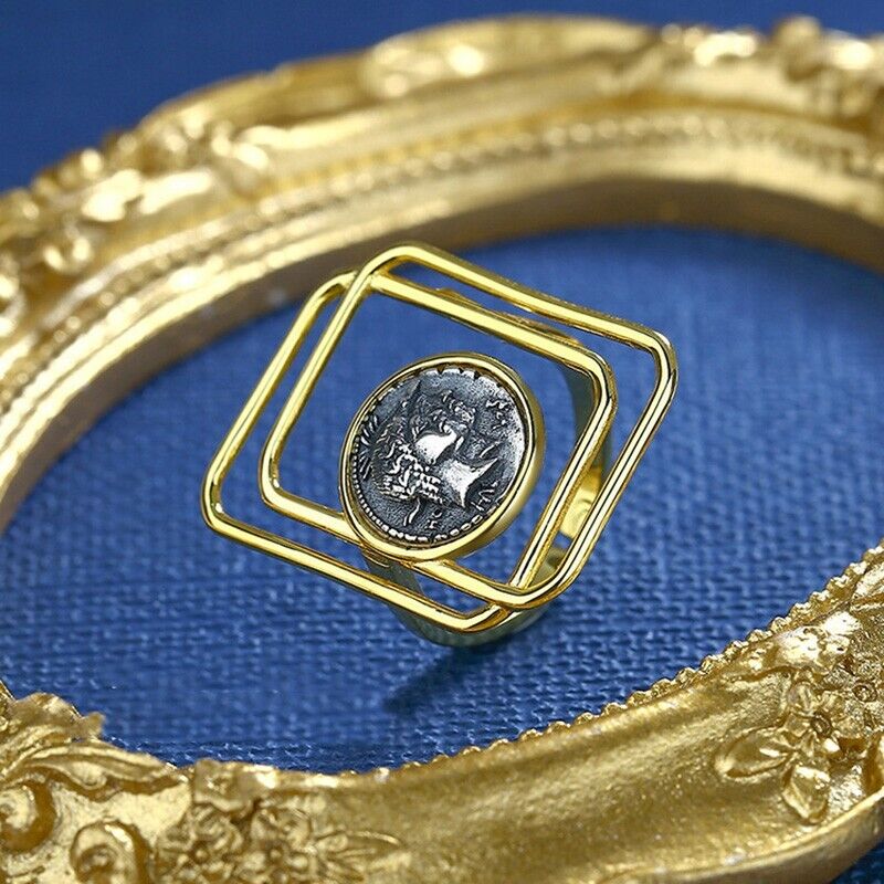Anneau de pièce de monnaie romain filaire double carré R1067