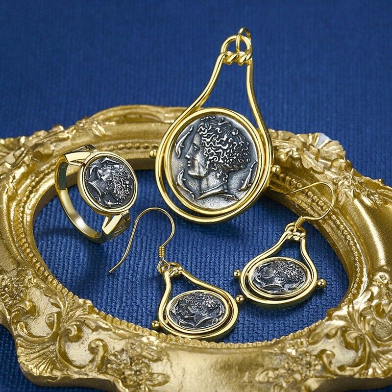 Bague de pièce de monnaie antique grecque Arethusa R1048