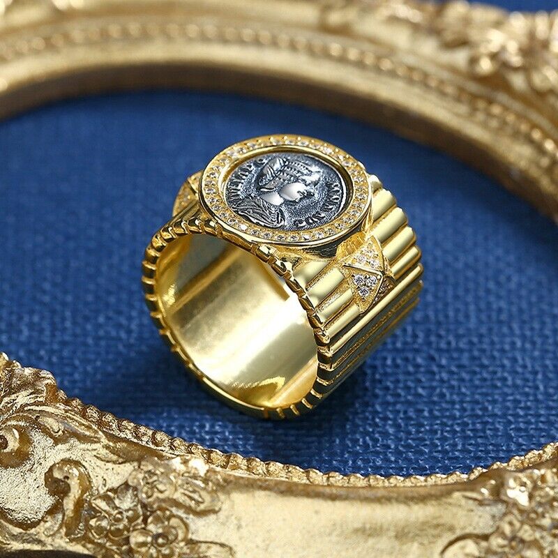Julia Domna - Bague large avec pièce de monnaie romaine R1002