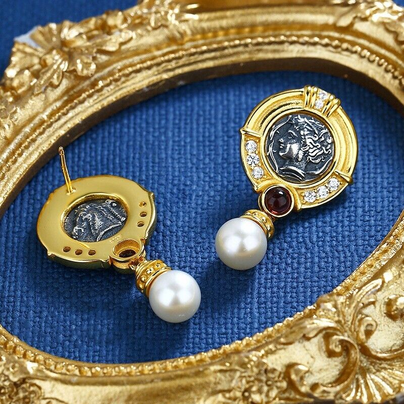 Boucles d'oreilles en pièces de monnaie grecques Arethusa E1079