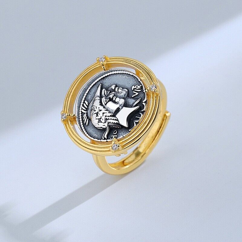 Bague de pièce de monnaie grecque antique Athéna R1047