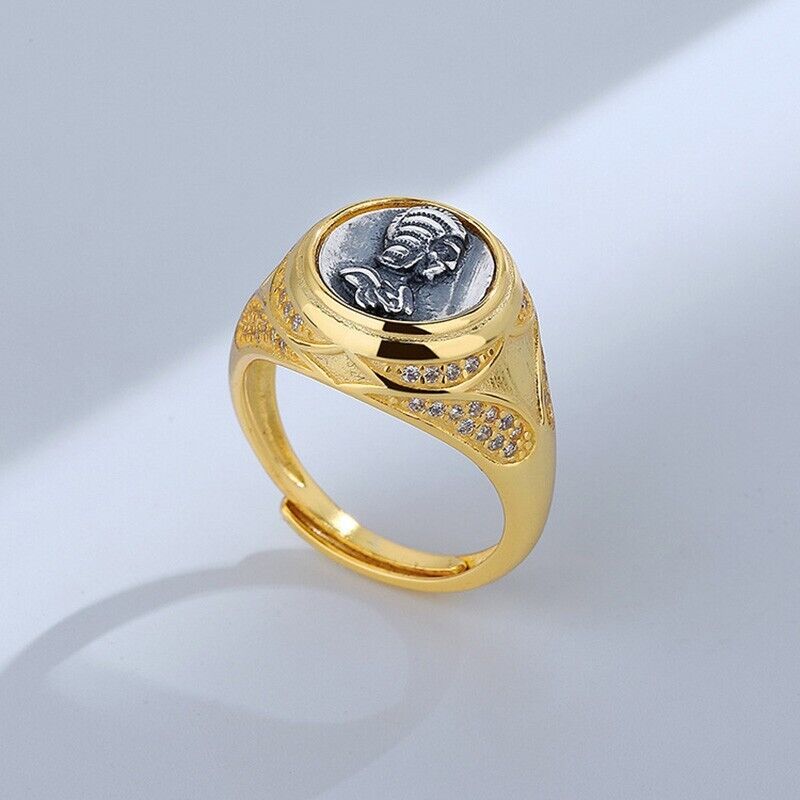 Bague CZ avec pièce de monnaie romaine antique R1046